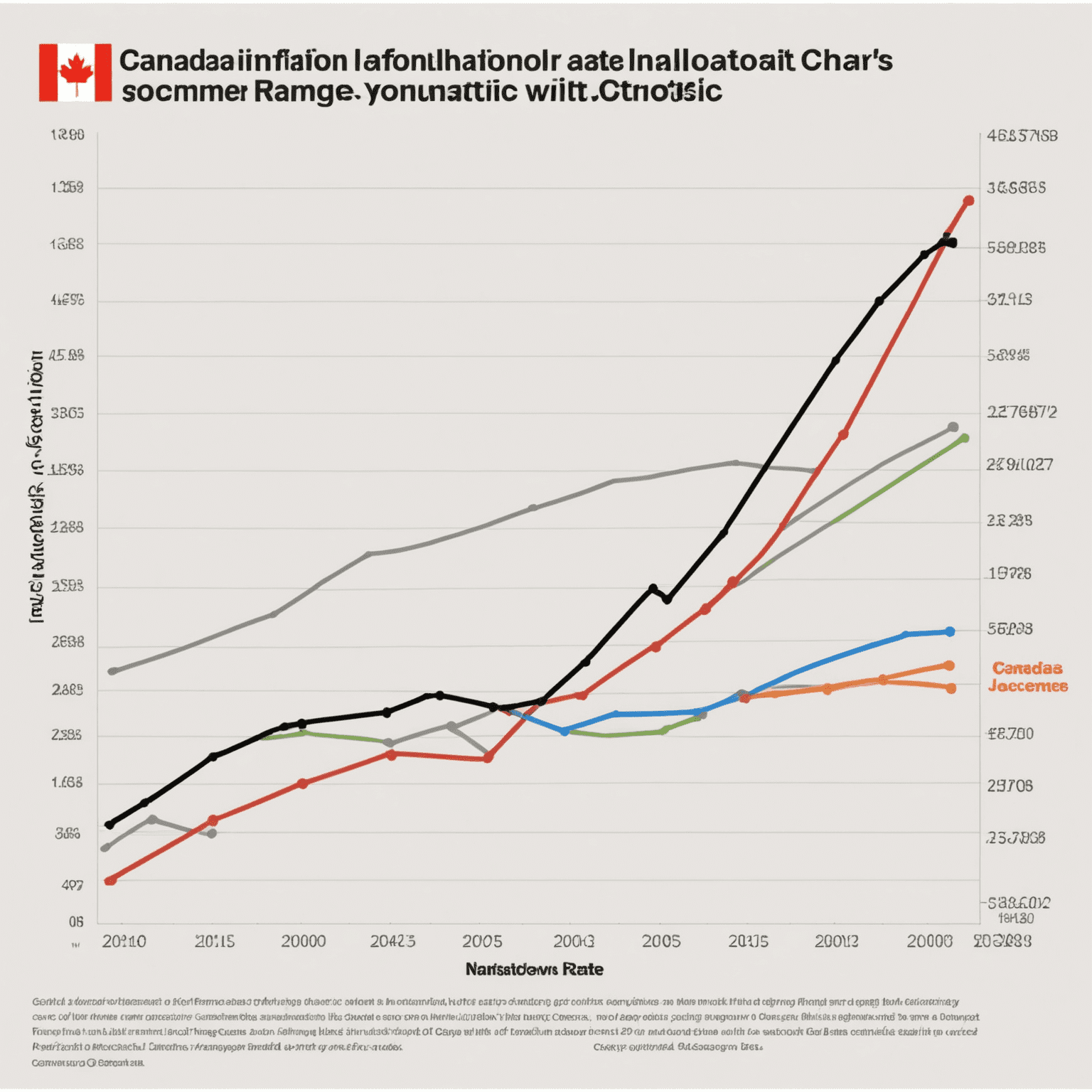 Chart displaying Canada's inflation rate over the past 5 years, with a comparison to the Bank of Canada's target range